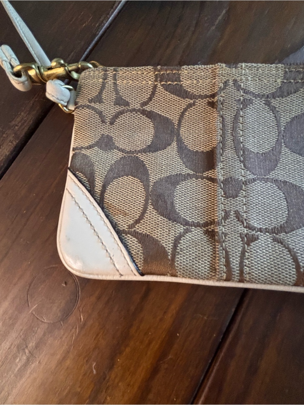 Coach Vintage Signature Wristlet Brown Beige Monogram Y2K - Picture 7 of 7